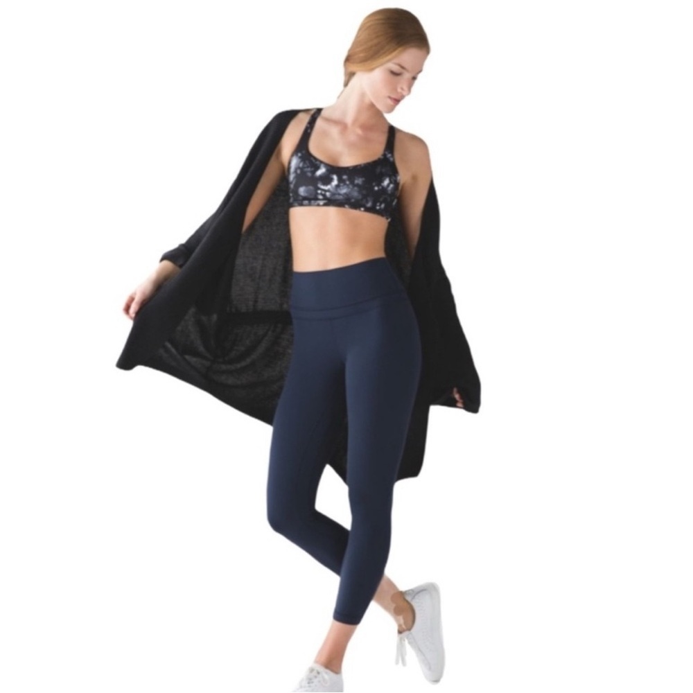 Lululemon Breeze Easy Wrap Cardigan Women’s Heathered Black Cashmere Blend 🧘🏻♀️
